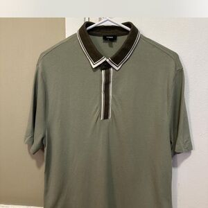Express Green Polo Shirt with Contrasting Collar